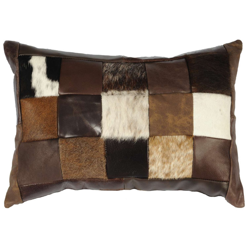 Oreiller en cuir Wooded River Patchwork (12 po x 18 po)