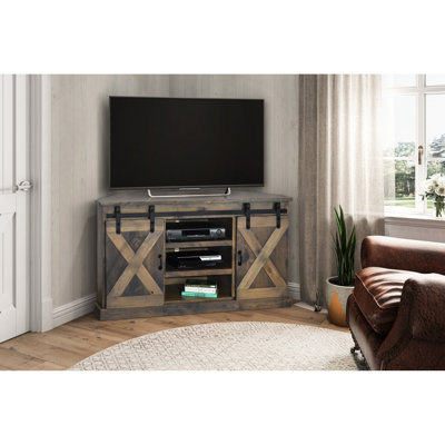 56 Inch Corner Tv Stand, Rustic , No Assembly, , Fits Tvs Up To 60", Attractive 56" Assembly Needed, Up 60" Tvs, Wonder