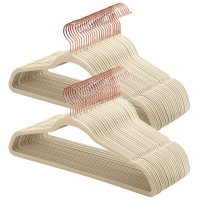 Velvet Hangers 50 Pack, Non-Slip Hangers With Rose Gold-Colour Swivel Hooks, Slim Hangers For Closet, Heavy-Duty Hangers