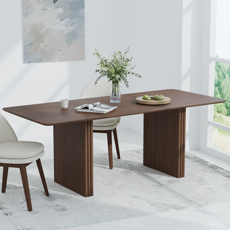 Maitilde Rectangular 30"H Wood Dining Table, 30"H x 79"L x 33.5"W, Walnut