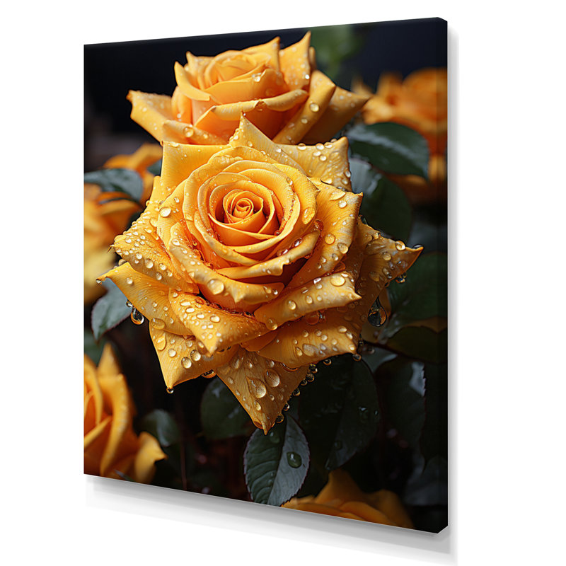 Dayvid jaune noir rose élégance I - imprimé, H 40 po x l 30 po x P 1,5 po, Toile tendue
