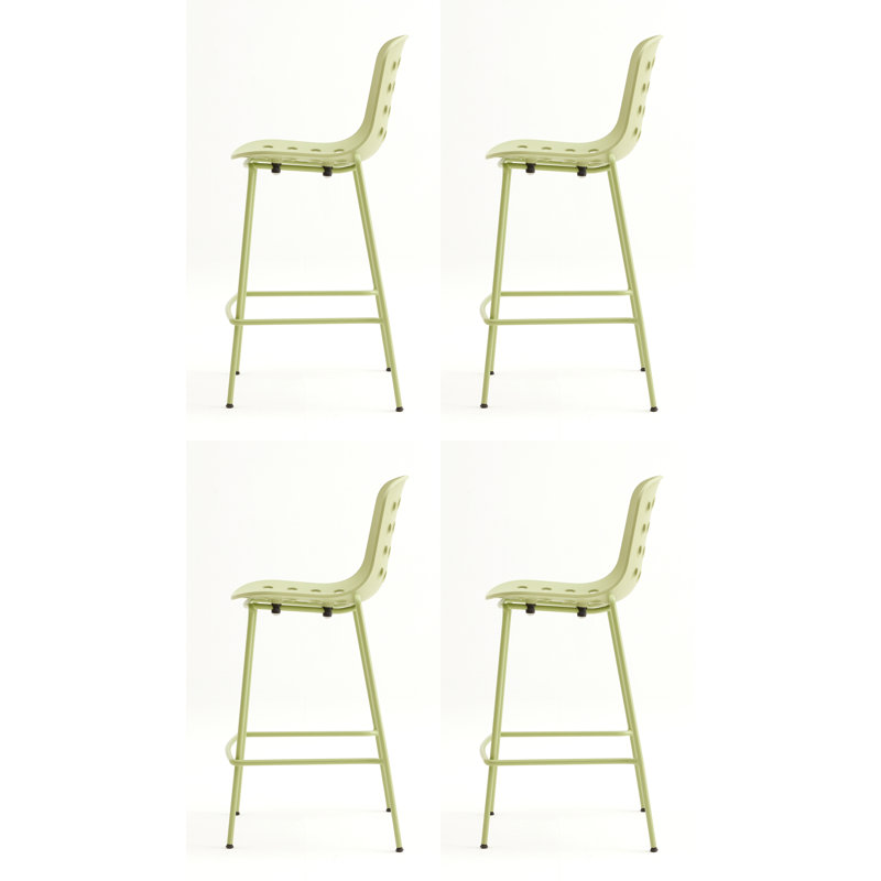Holi Perforated Counter Stool (Set of 4), Olive Green