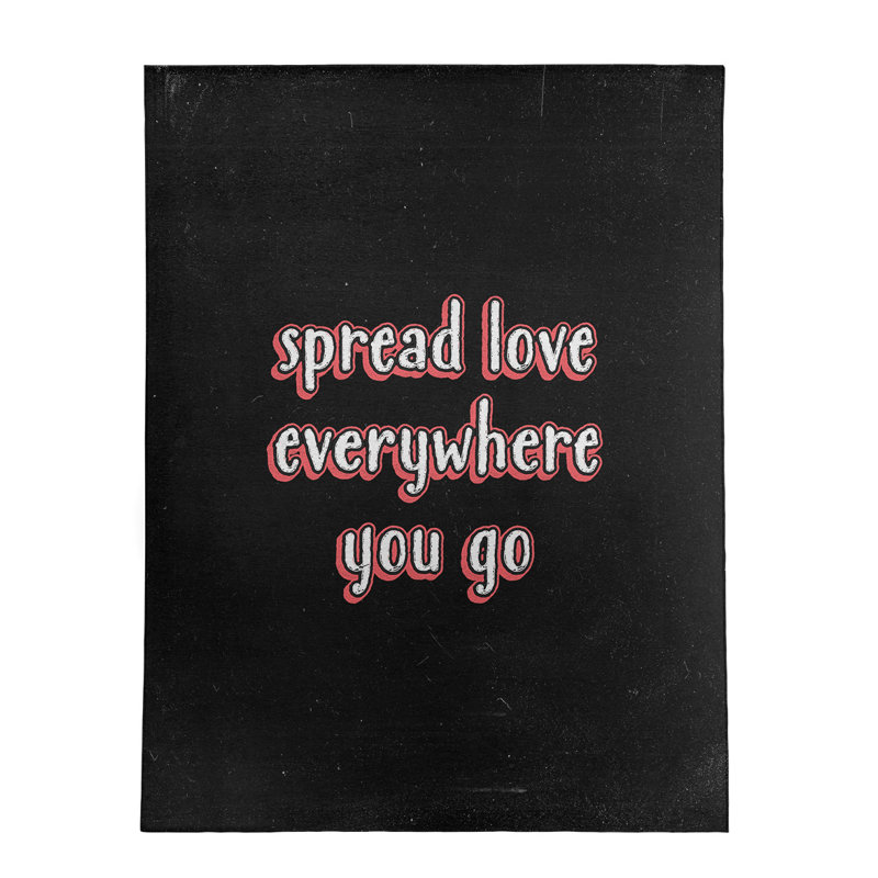Tapis en polyester tableau noir style "spread love quot", Rectangle 5 pi x 7 pi