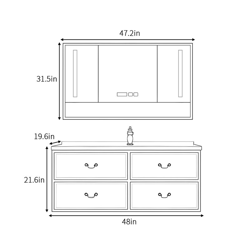 Armoire de salle de bain française rétro et simple