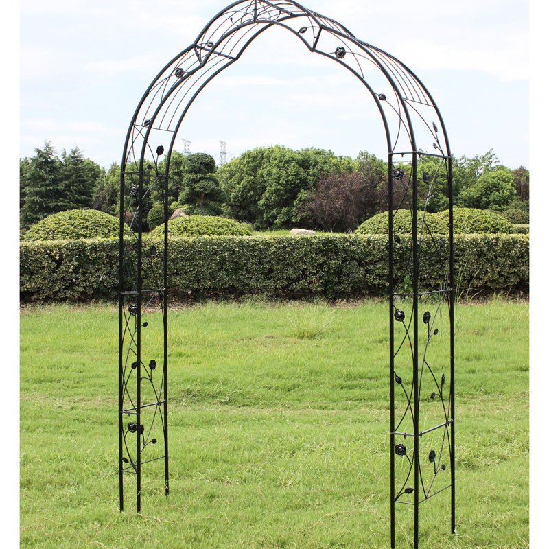 Arche de jardin en métal - diverses plantes de soutien, 30,7 po Profondeur du colis, raisin arqué de couleur noire, 96,71 po de hauteur, rouille