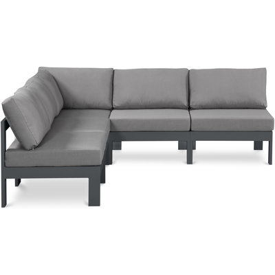 Dorothey 90'' Wide Aluminum Patio Sectional with Cushions