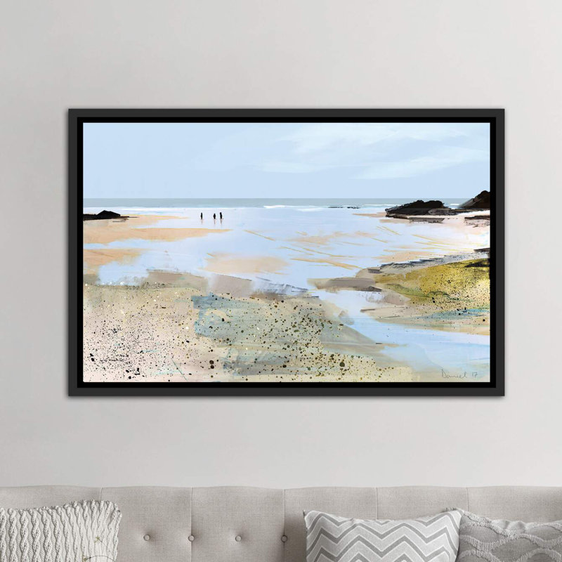 Vue sur la mer, impression d’art graphique, H 40 po x l 60 po x P 1,5 po, Toile avec cadre noir