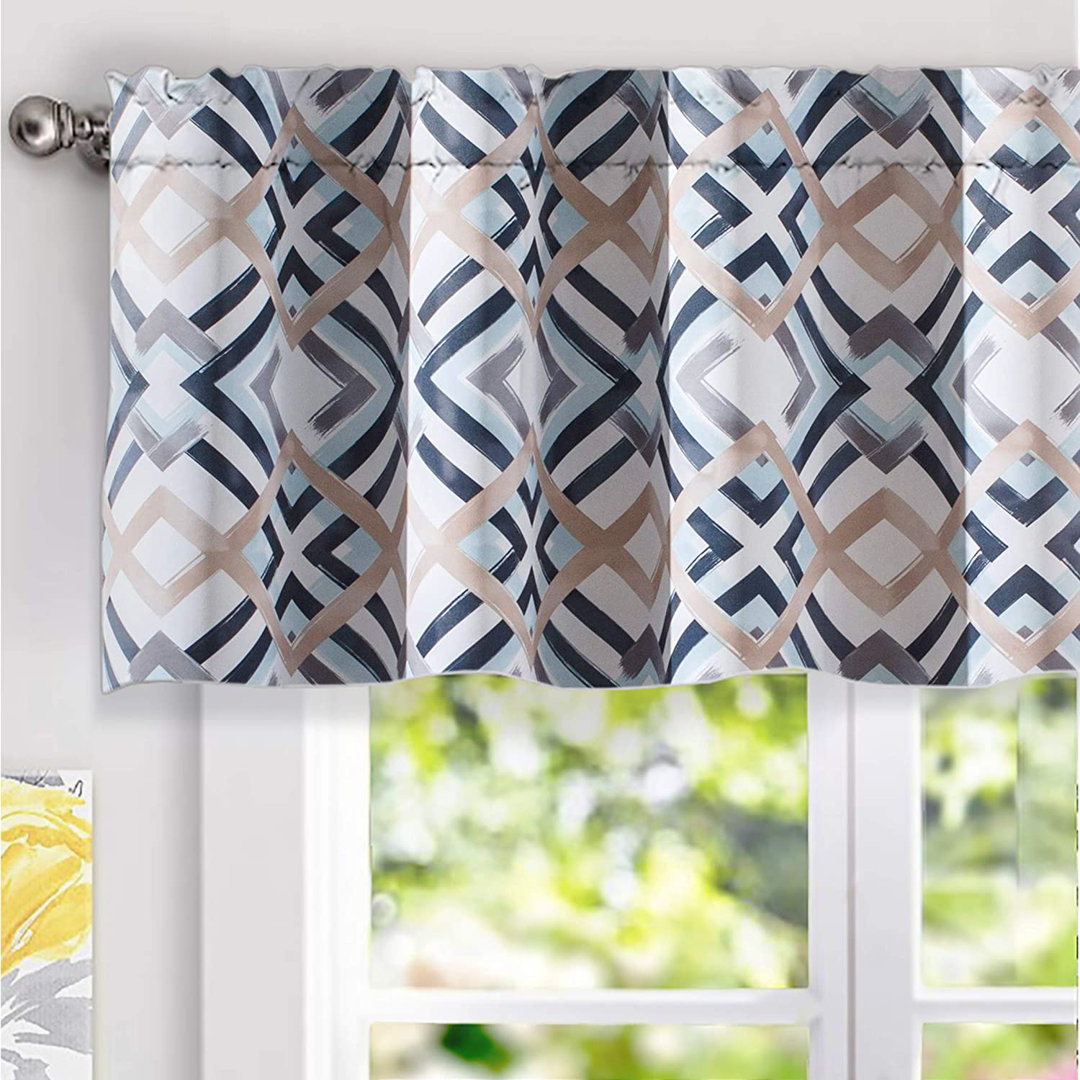 Uecker Geometric Kichen Valance Room Darkening 52" Window Valance Everly Quinn 