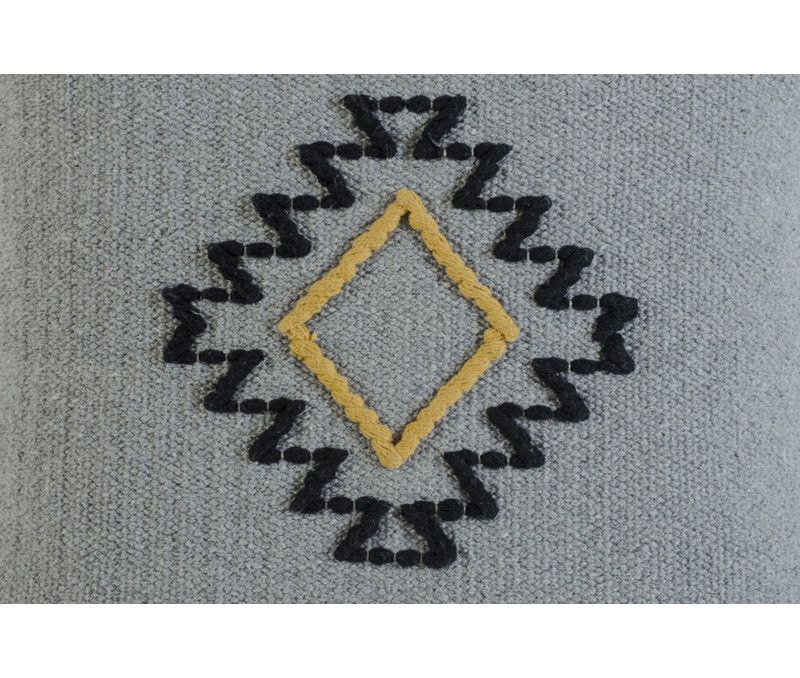 Oreiller à fermeture à glissière 100% coton 20 po x 20 po gris noir jaune et ivoire