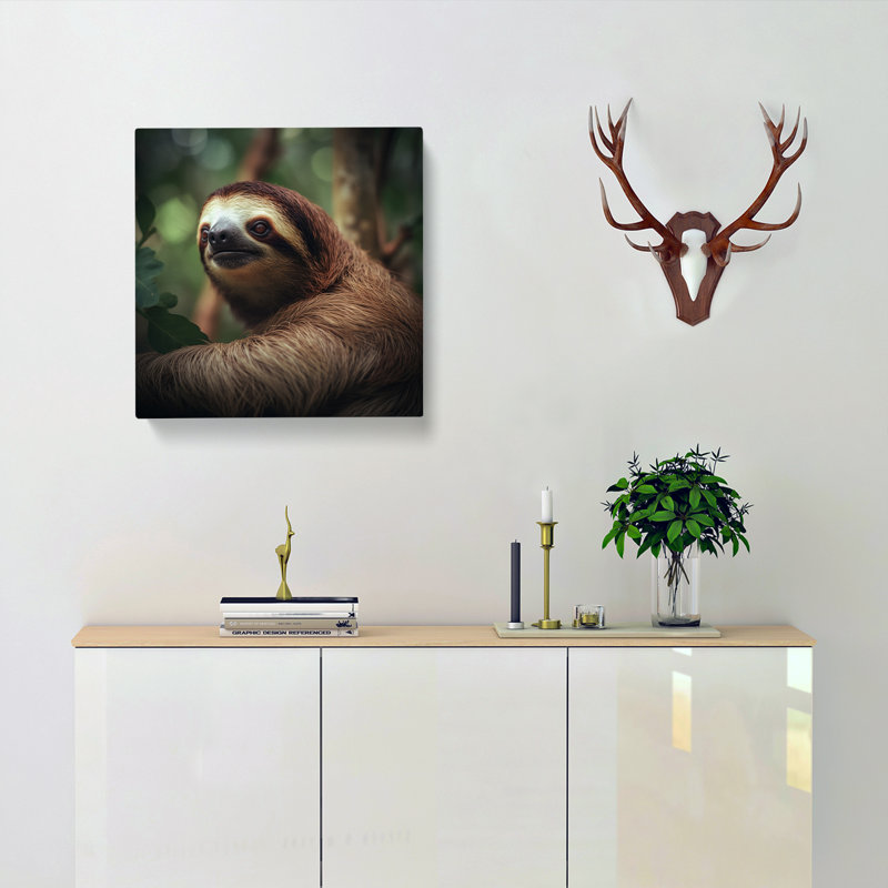 Sloth Photograph - Wrapped Canvas - Framed Print, 50cm H x 50cm W x 3cm D