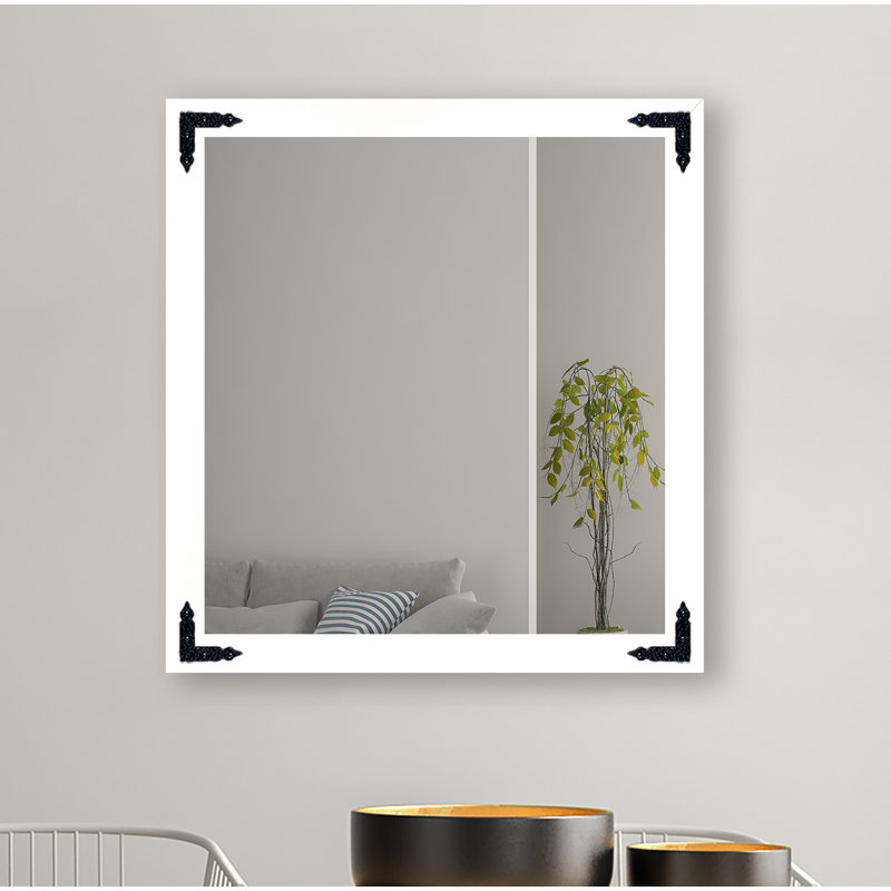 Heavner Flat Wall Mirror, 39" H x 39" W, White