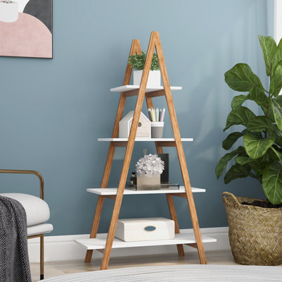 Classic Wood Display Bookshelf - 4 Shelf With Painted For Home & Office And Simple Bookcase