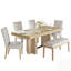 Ensemble de table de salle à manger en bois extensible pour 6 personnes avec banc et 4 chaises rembourrées Farmhouse