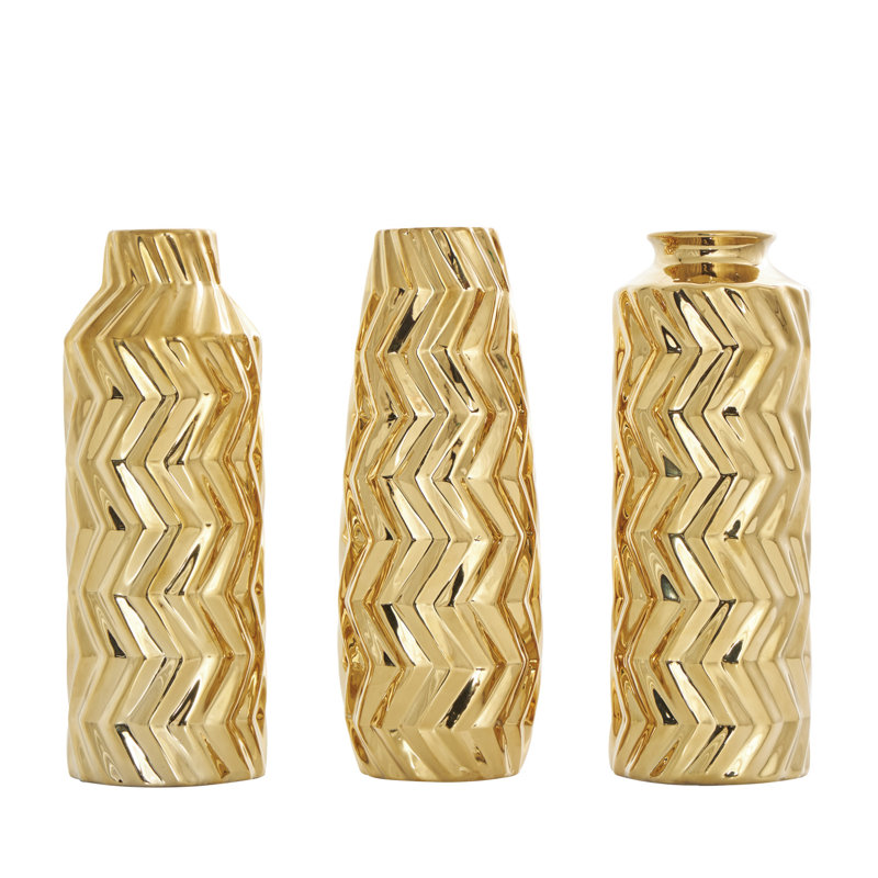 Elvita Ceramic Table Vase, Gold