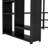 Queen size metal loft bed frame with built-in wardrobe, desk, and storage shelves, space-saving design, black