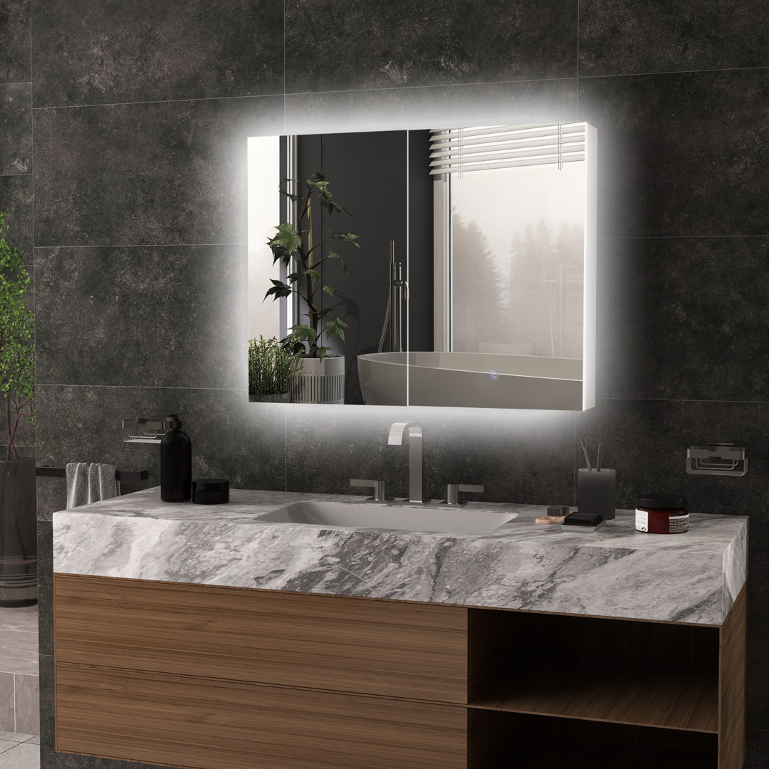 Ayser 900mm W x 700mm H Recessed Mirror Cabinet with LED Lighting