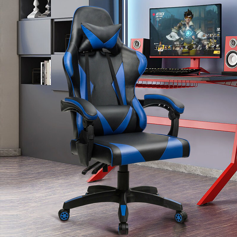 Fauteuil de jeu PC et de course, Noir / Bleu