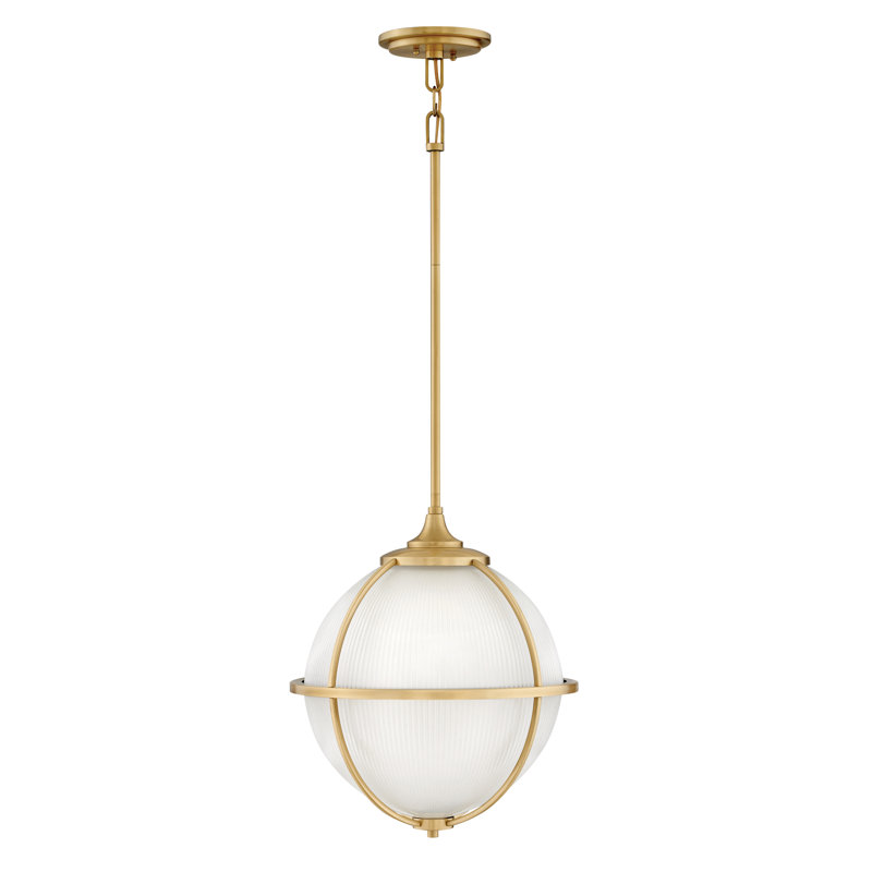 3-Light Glass Globe Pendant, Satin Brass