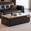 Table basse rectangulaire en fritté noir et bois manufacturé noir-129600884