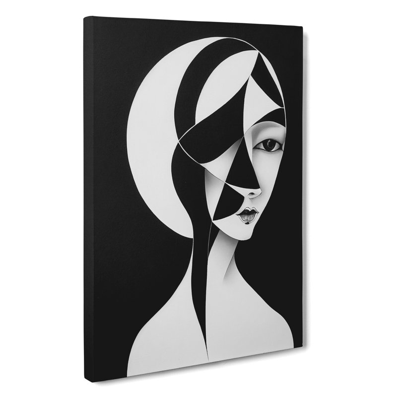 Monochrome Abstract Woman - Wrapped Canvas Print, Wrapped Canvas, 50cm H x 35cm W x 3cm D