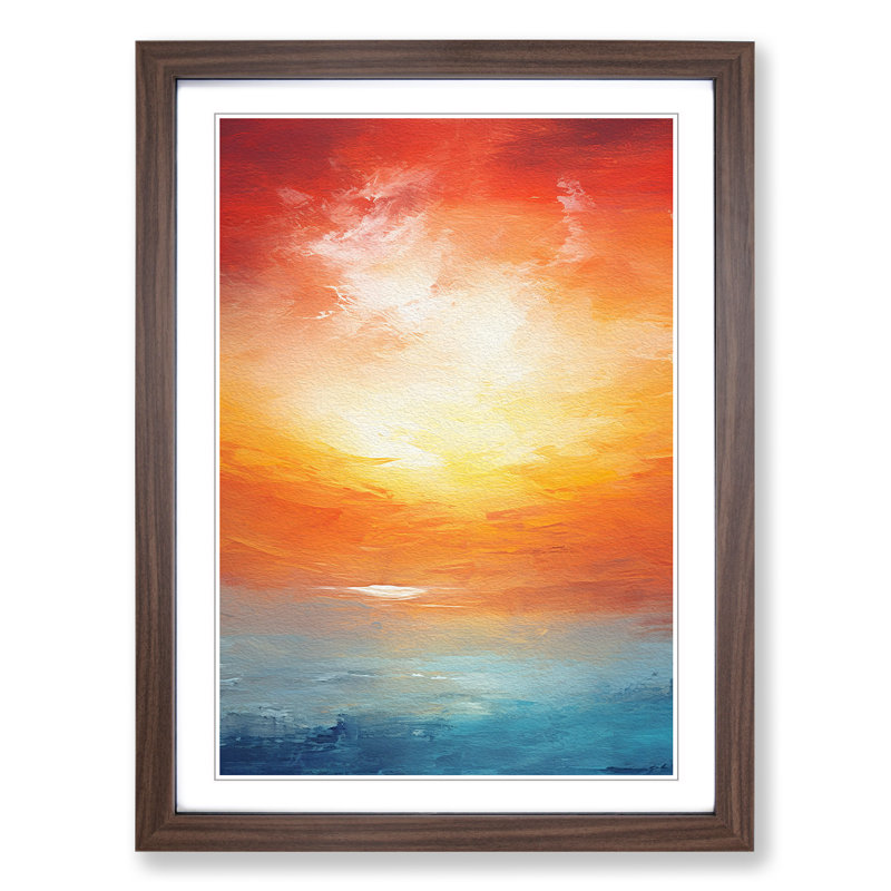 Sunset Abstract No.3 - Framed Print, 46cm H x 34cm W x 2cm D, Walnut