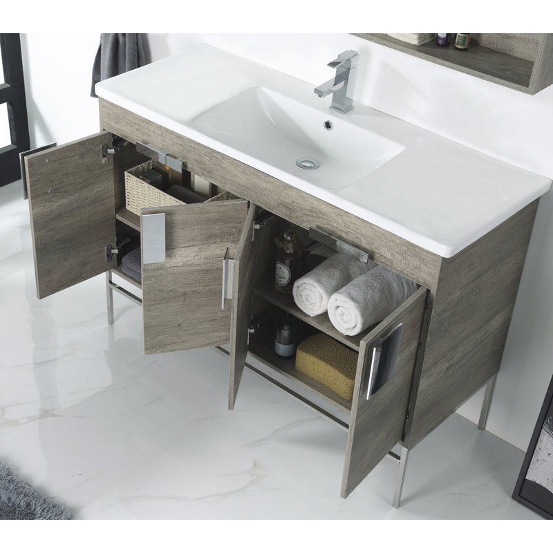 Ensemble de meuble-lavabo simple 48 po Maisie, Chrome poli, Gris ombré