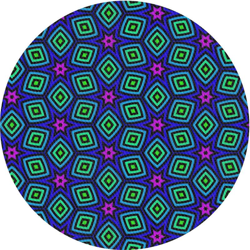 Tapis décoratif vert géométrique, Rond 6 pi