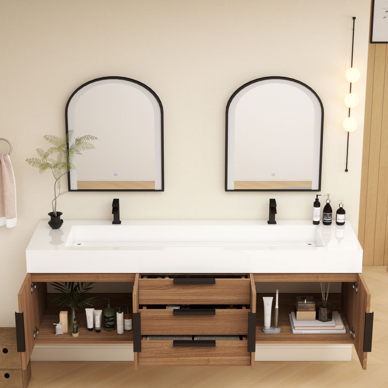 Meuble-lavabo simple mural 72 po Jessica, Bois