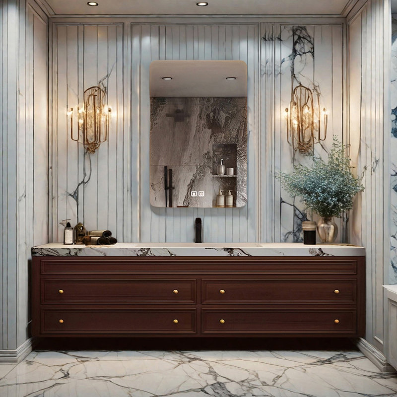 Armoire de salle de bain moderne française, H 19,68 po x l 62,99 po x P 19,68 po