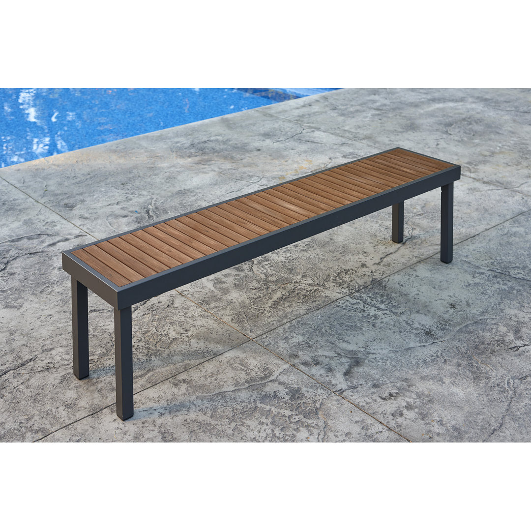 Shanno Metal/Solid Wood Outdoor Bench Ebern Designs