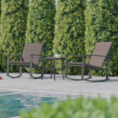 Ensemble bistro avec chaise berçante d'extérieur 3 pièces Killona