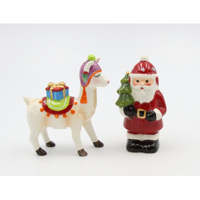 Cosmos Gifts Llama and Santa Salt and Pepper Shaker Set
