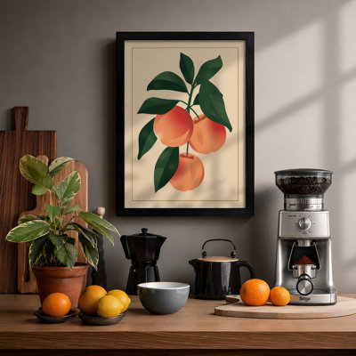 Peaches on Branch Botanical - Framed Print