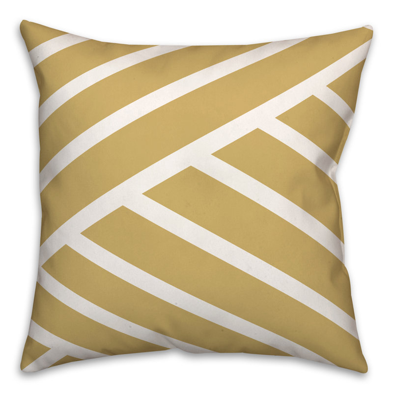 Housse et insert de coussin d'extérieur carré à rayures diagonales 5, 20 po x 20 po, Jaune