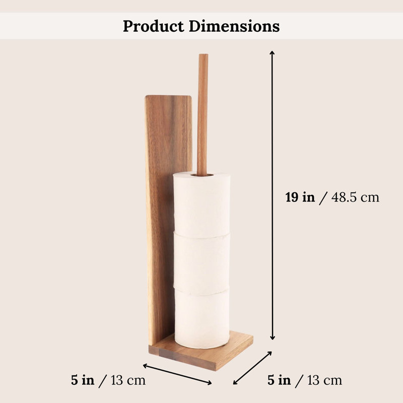 Porte-papier hygiénique sur pied en acacia