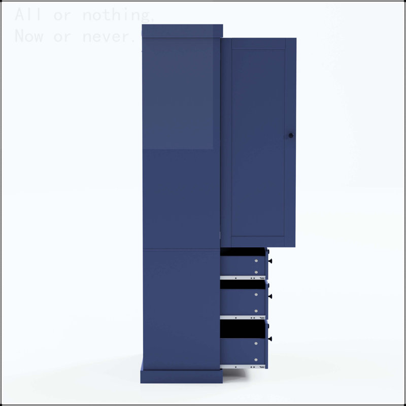 Garde-manger de ferme 77 po avec 3 tablettes réglables, 8 tablettes de porte et 3 tiroirs, Bleu