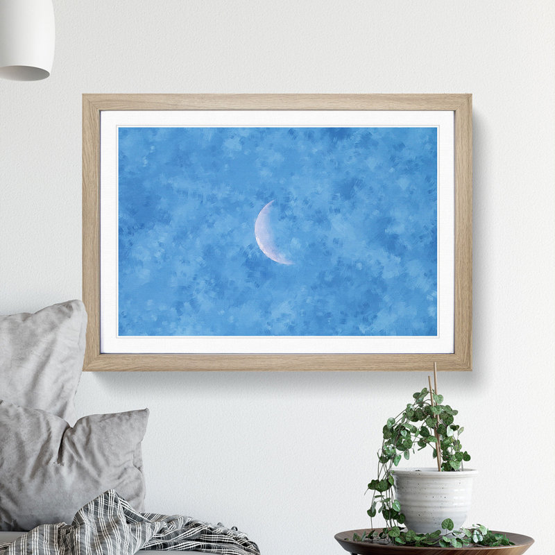 Moon in Morning Light - Wall Art, 33cm H x 45cm W x 2cm D, Oak Single Picture Frame Wood