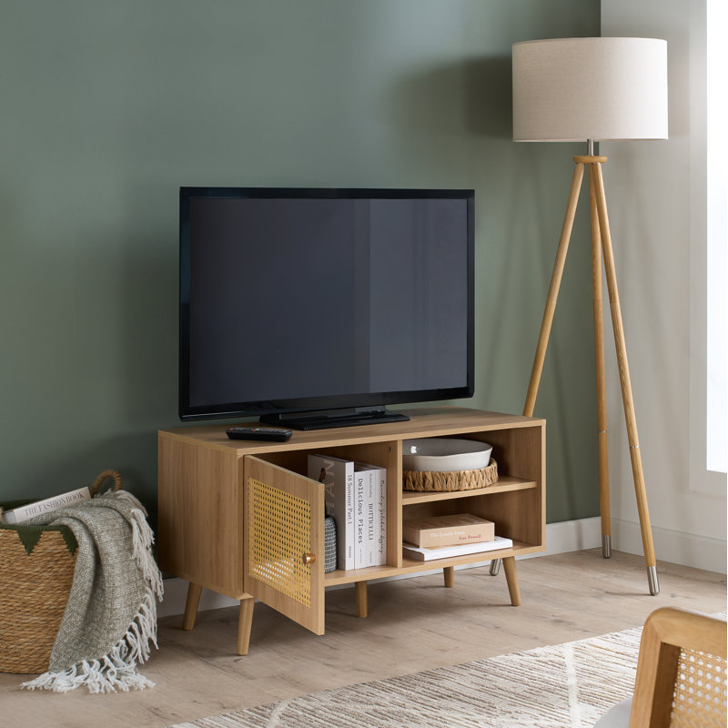 Noemi Rattan TV Unit For Tv's up to 42" - 100CM Width With Storage - TV Stand, OAK