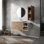 Meuble-lavabo de 42 po avec lavabo et armoire latérale - Lavabo en résine contreplaqué de conception luxueuse avec portes à fermeture douce et silencieuse