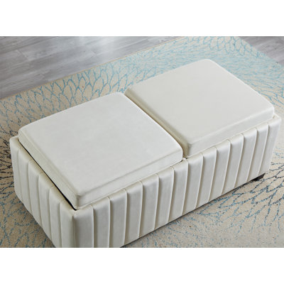 45 inch Wide Contemporary Square CubeStorage Ottoman Bench, Storage Bench with coffee tray