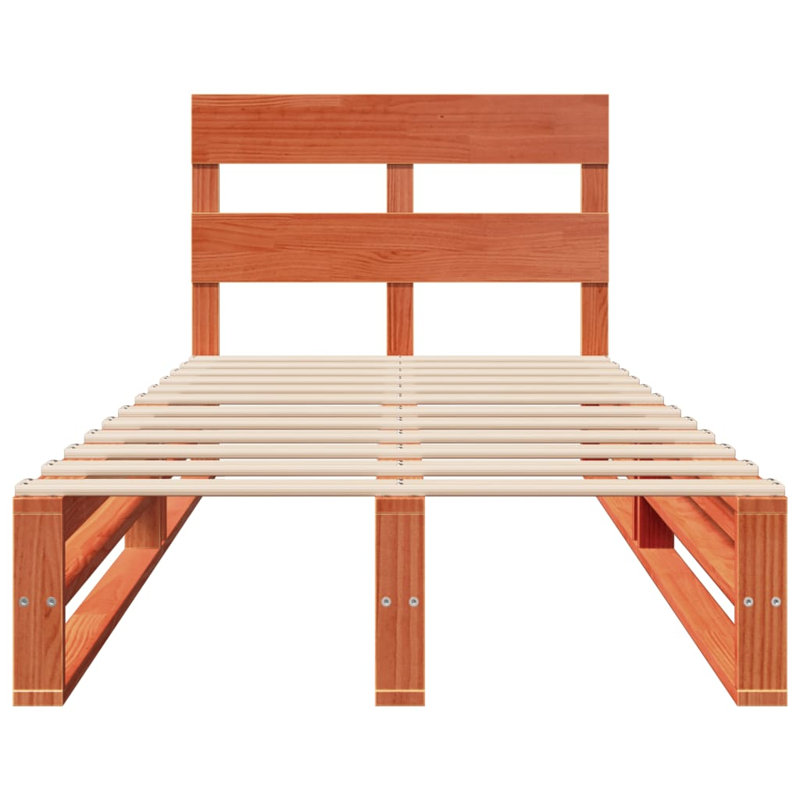 Solid Wood Bed, European Single (90 x 200cm), Wax Brown