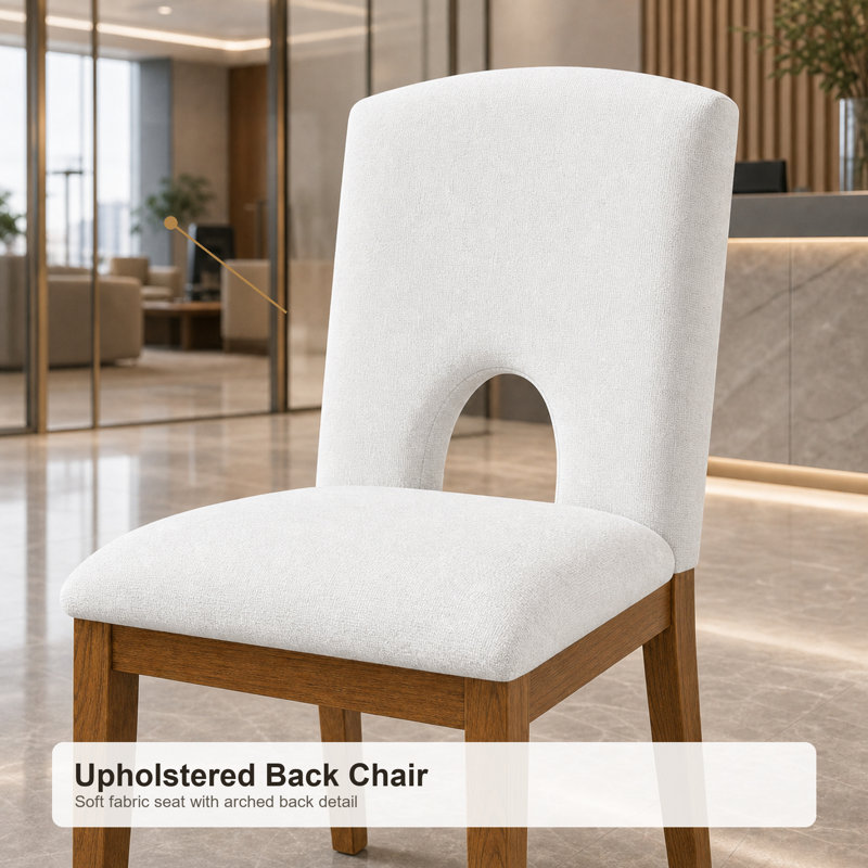 Ensemble de salle à manger extensible en bois massif avec 4 chaises rembourrées, une base à piédestal moderne et un dossier demi-rond