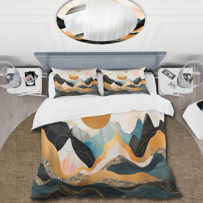 Pink And Gold Mountain Bold Landscape IV - Fruits Duvet Cover Set