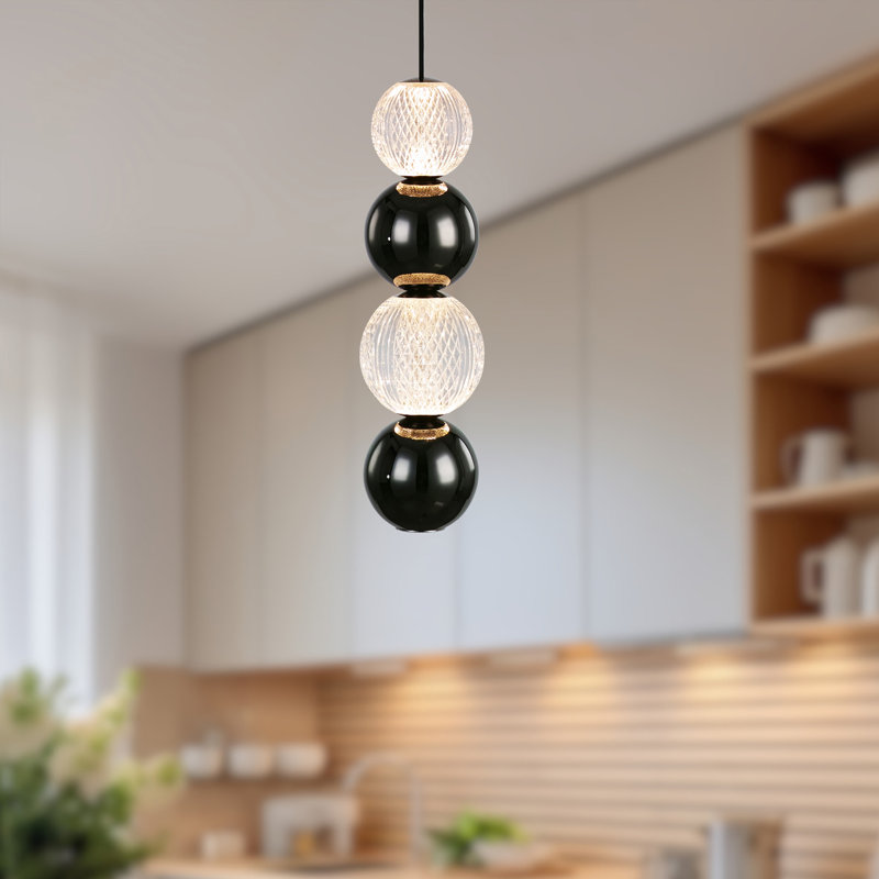 Onyx 1 - Light LED Unique/Statement Pendant, Polished Nickel