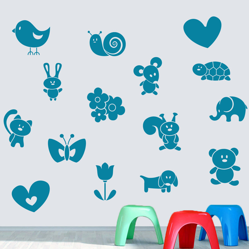 Hearon Animals Non-Wall Damaging, Teal