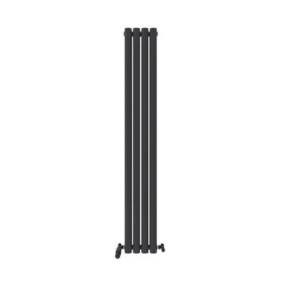 iBathUK Princia Vertical Double Oval Panel Radiator Angled Valve
