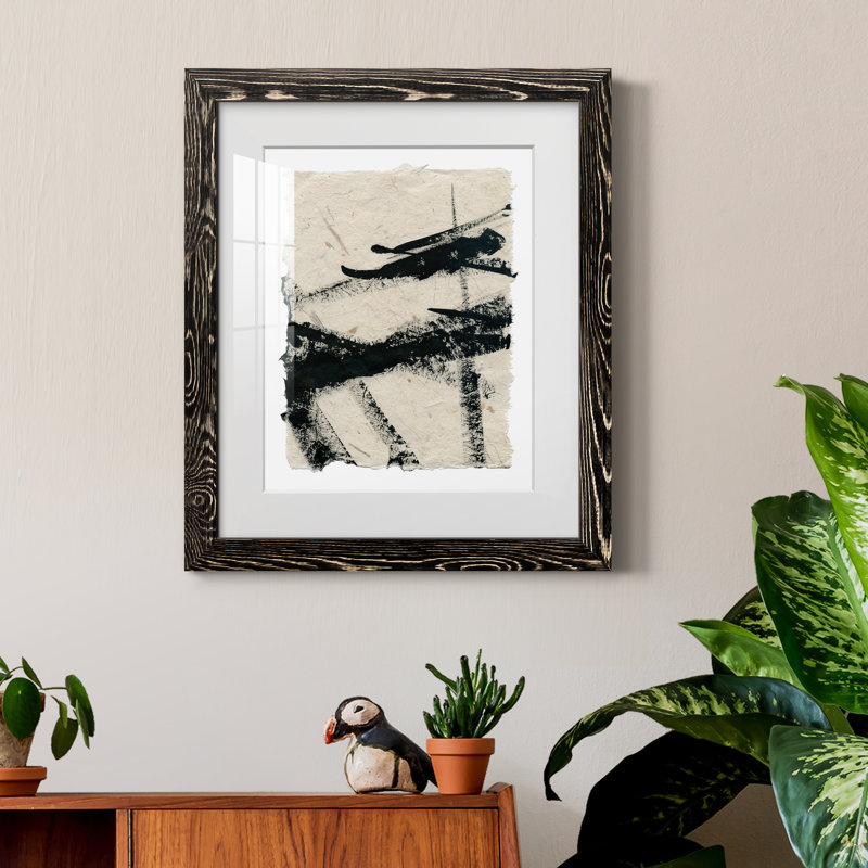 Lignes croisées II - peinture encadrée, Papier encadré noir, H 20 po x l 17 po x P 1,5 po