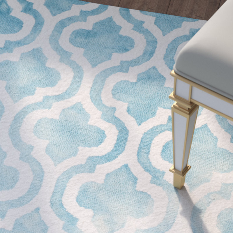 Adelei Hand Tufted Wool Geometric Rug, Rectangle 4' x 6'