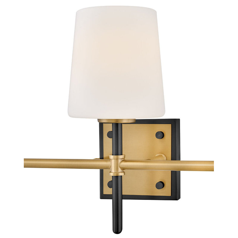 Hinkley Saunders Etched Opal Bathroom Vanity, Black/Lacquered Brass