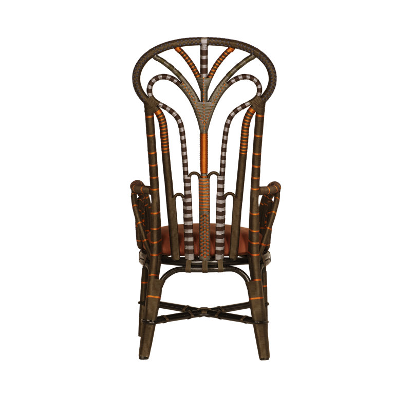 Benin Throne Upholstered Armchair, Orange